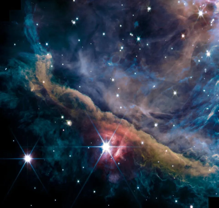   The inner region of the Orion Nebula as seen by the James Webb Space Telescope’s NIRCam instrument  